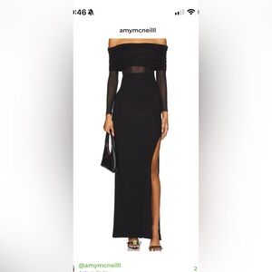 RTA Elegant Black Sheer Sleeve Maxi Dress